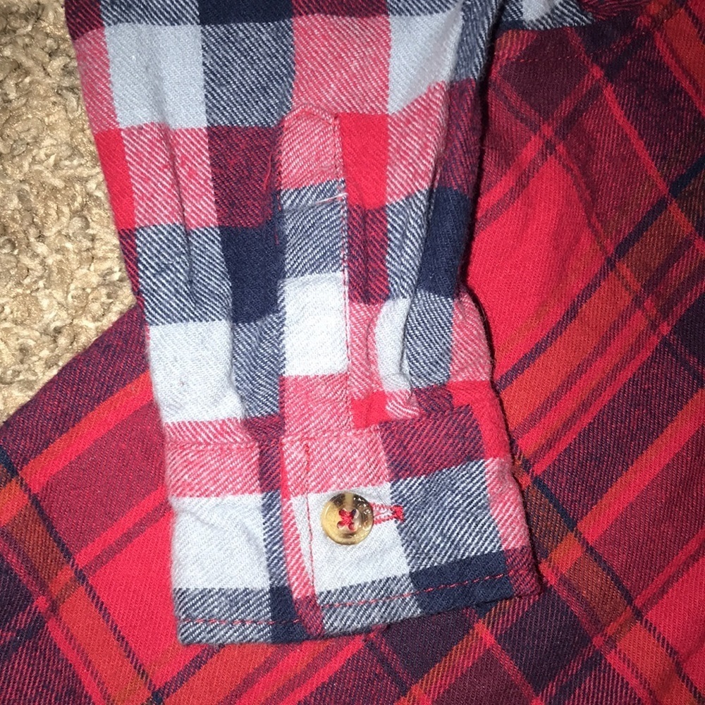 Cherokee Red Plaid Thick Long Sleeve Button Down Sweater with Gray Hoodie - Picture 3 of 8